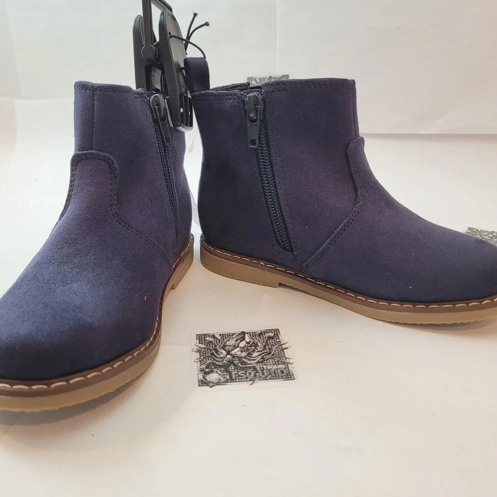 Floral Chelsea Boots Kids Blue Embroidered Ankle‎ Boots Toddler Girls Size 10